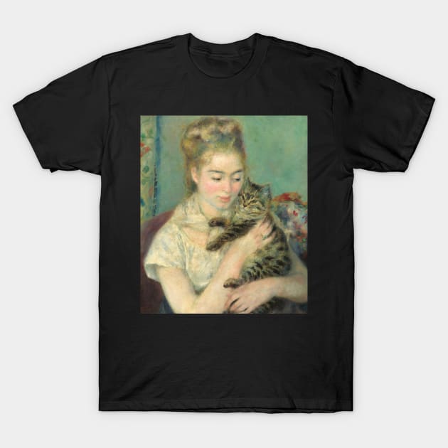 Woman with a Cat by Auguste Renoir T-Shirt by MurellosArt